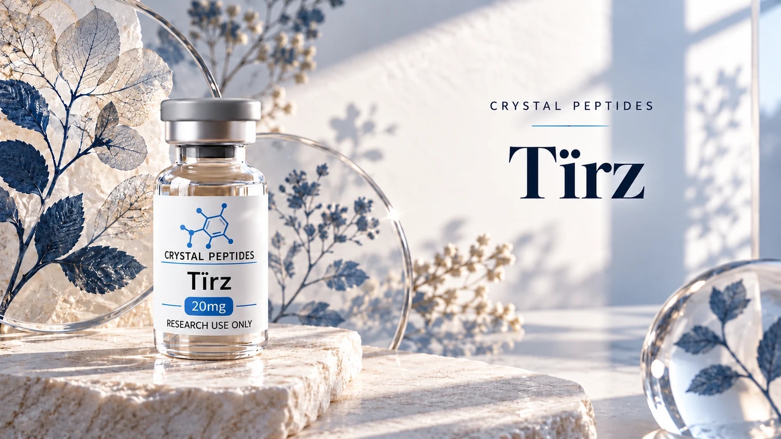 Redaktionelle Produktillustration: Tïrz — Crystal Peptides.