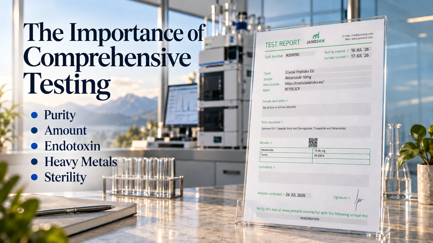 Die Bedeutung umfassender Tests: Reinheit, Menge, Endotoxin, Schwermetalle und Sterilität