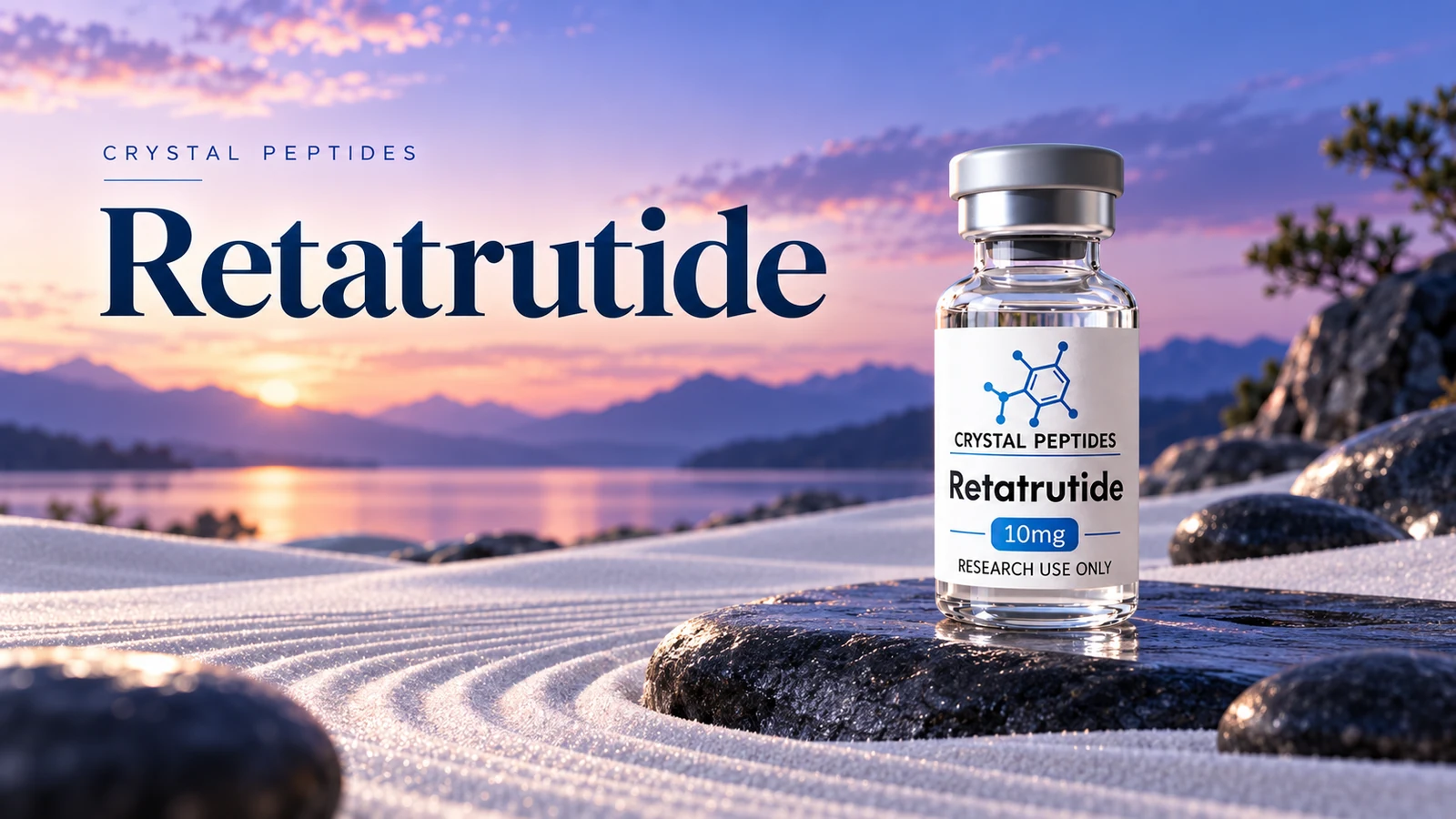 Redaktionelle Produktillustration: Retatrutide — Crystal Peptides.